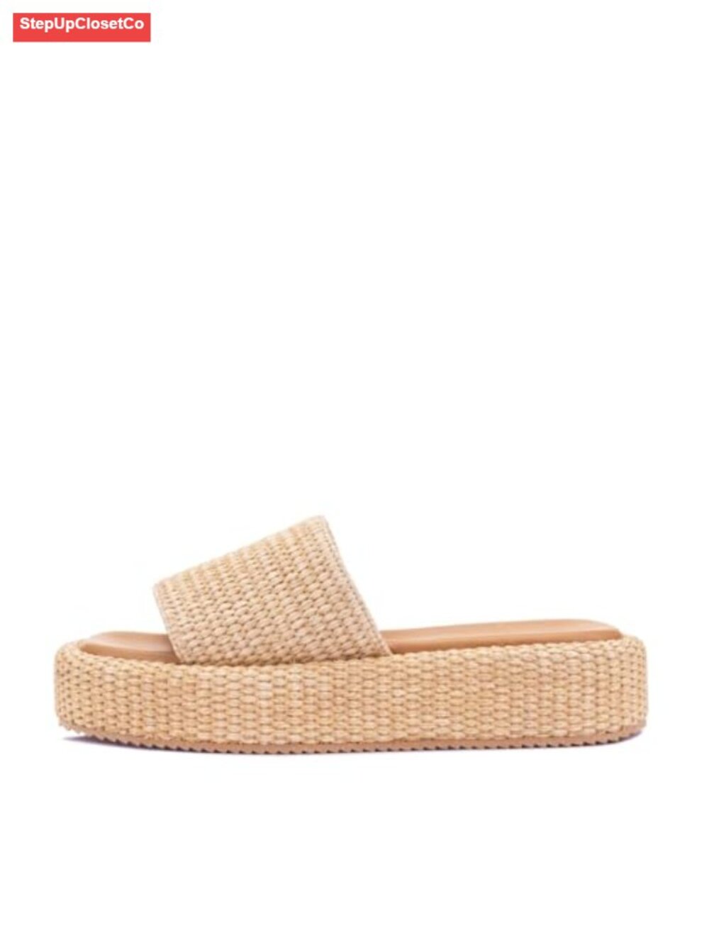 Woven Raffia Espadrille Platform Sandals Slip On Memory Foam